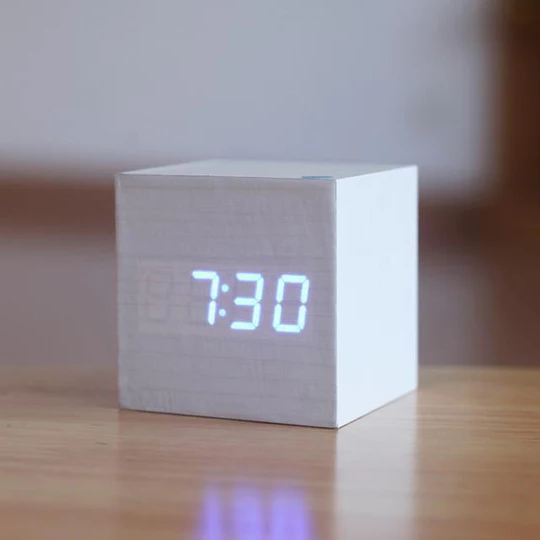 Wooden Digital Clock with LED Display