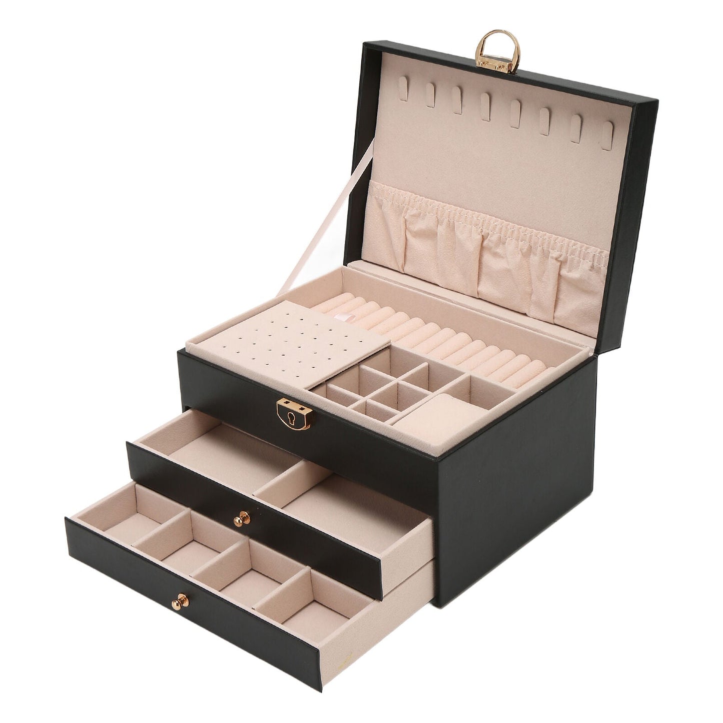 Jewelry Box Organizer Leather Multi-Layer Storage