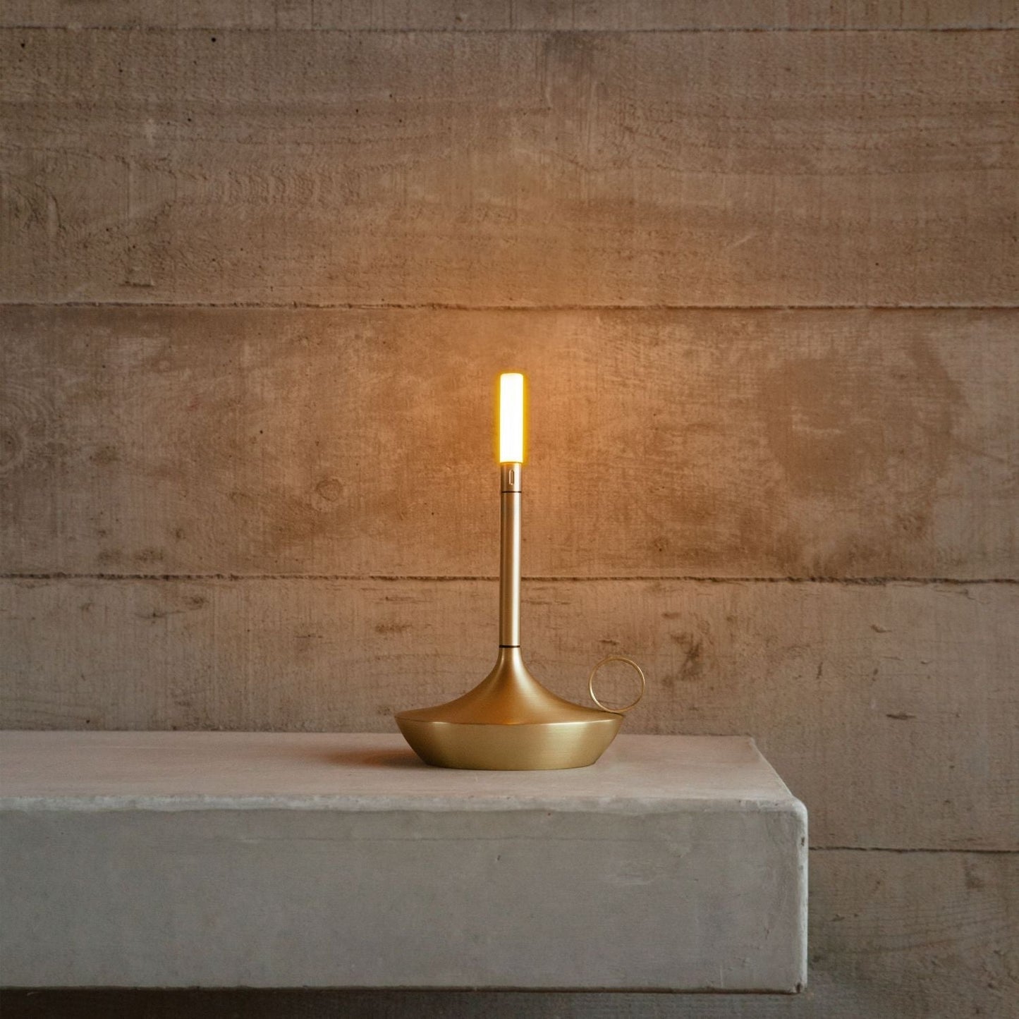 Table Lamp Brass Finish LED Rechargeable Light