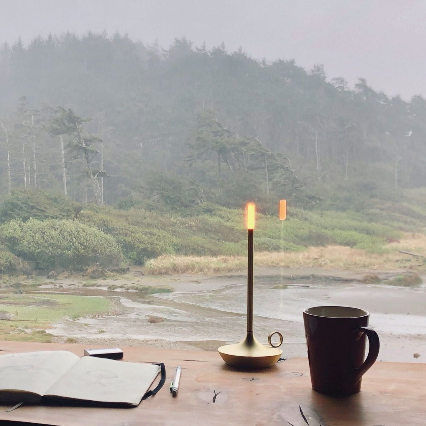 Table Lamp Brass Finish LED Rechargeable Light