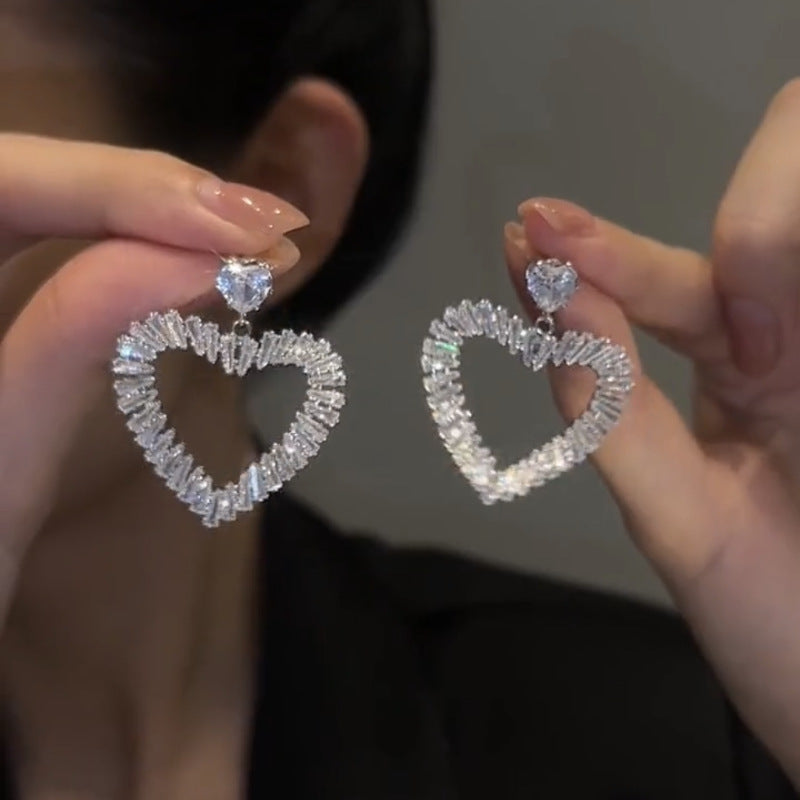 Zircon Heart Vintage Earrings