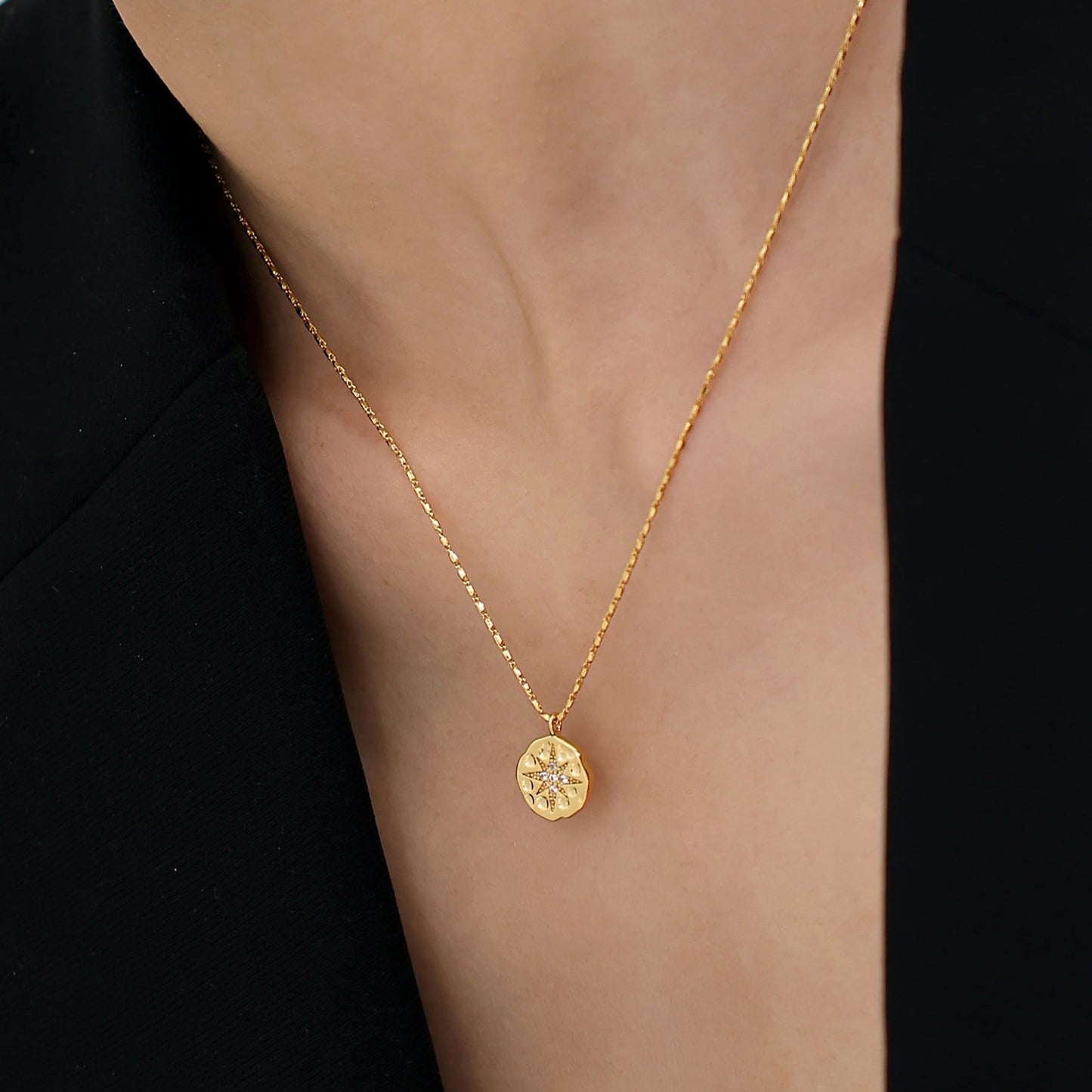 Polaris Coin Button Pendant Necklace