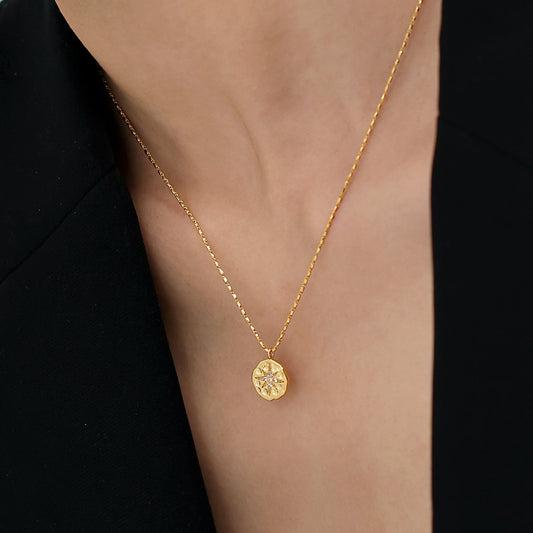 Polaris Coin Button Pendant Necklace
