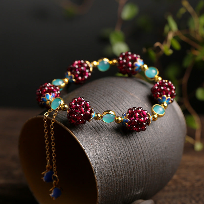 Natural Garnet Stone Pomegranate Bracelet