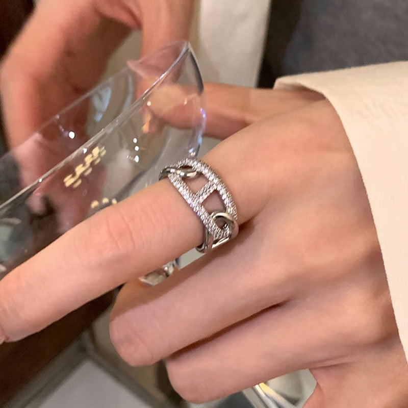 S925 Sterling Silver Simple Diamond Wrap Ring