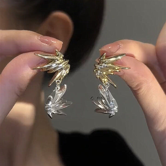 Gold and Silver Wings Earrings