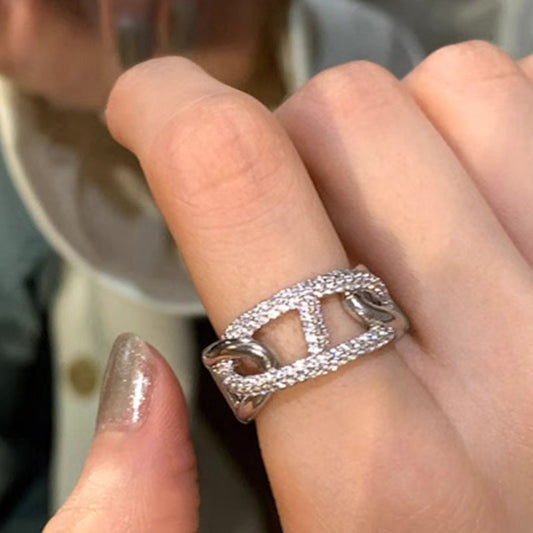 S925 Sterling Silver Simple Diamond Wrap Ring