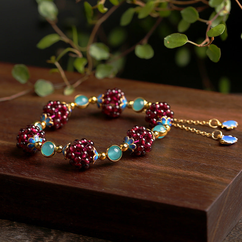 Natural Garnet Stone Pomegranate Bracelet
