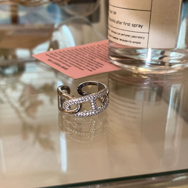 S925 Sterling Silver Simple Diamond Wrap Ring