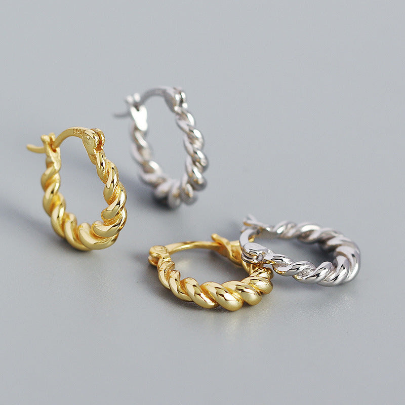 Croissant 925 Sterling Silver Hoop Earrings