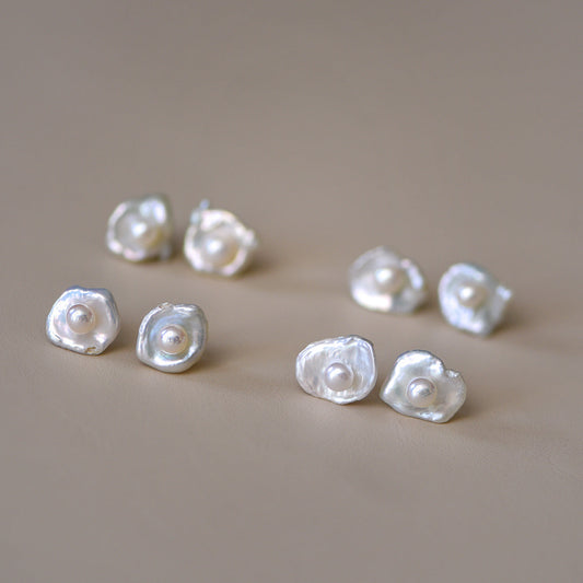 Baroque Pearl Earrings in 925 Sterling Silver