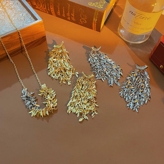 Long Tassel Leaf Earrings