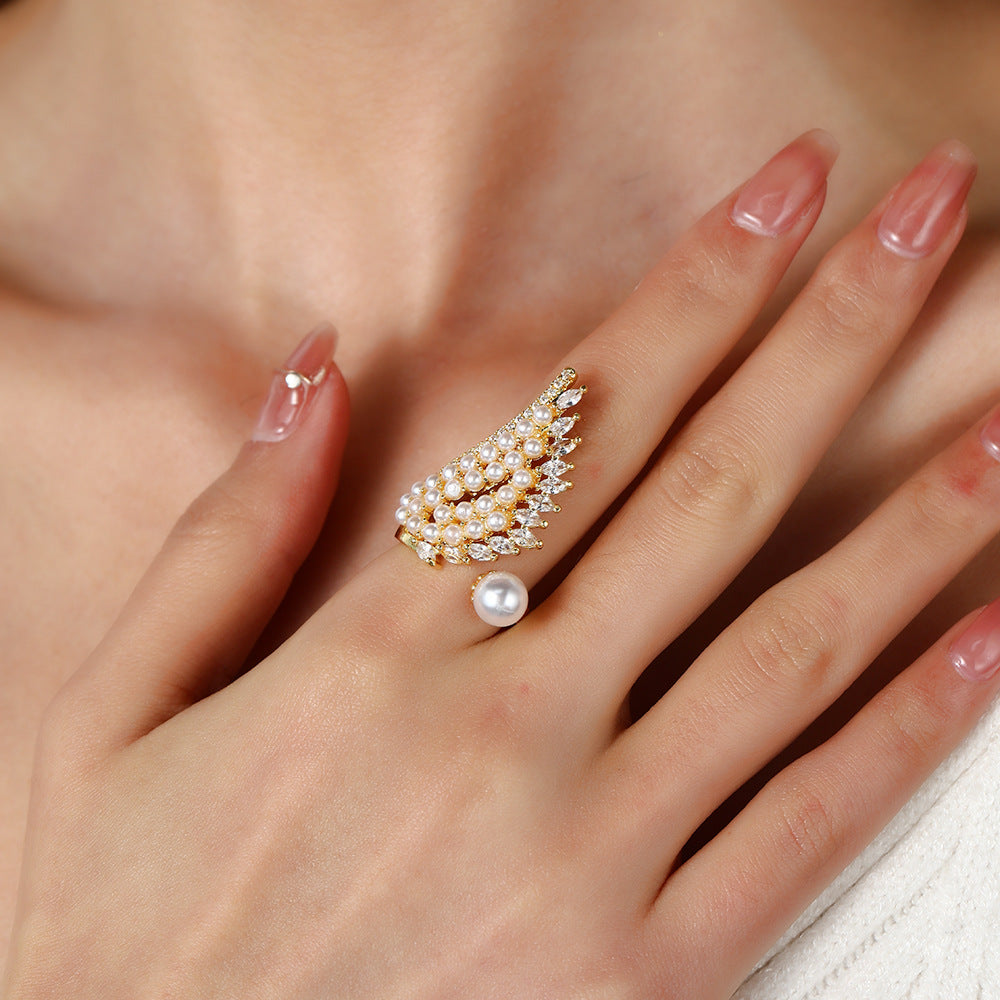 Angel Wing Pearl Ring
