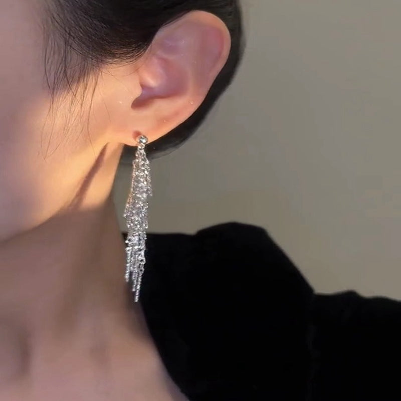 Beaded Long Tassel Earrings