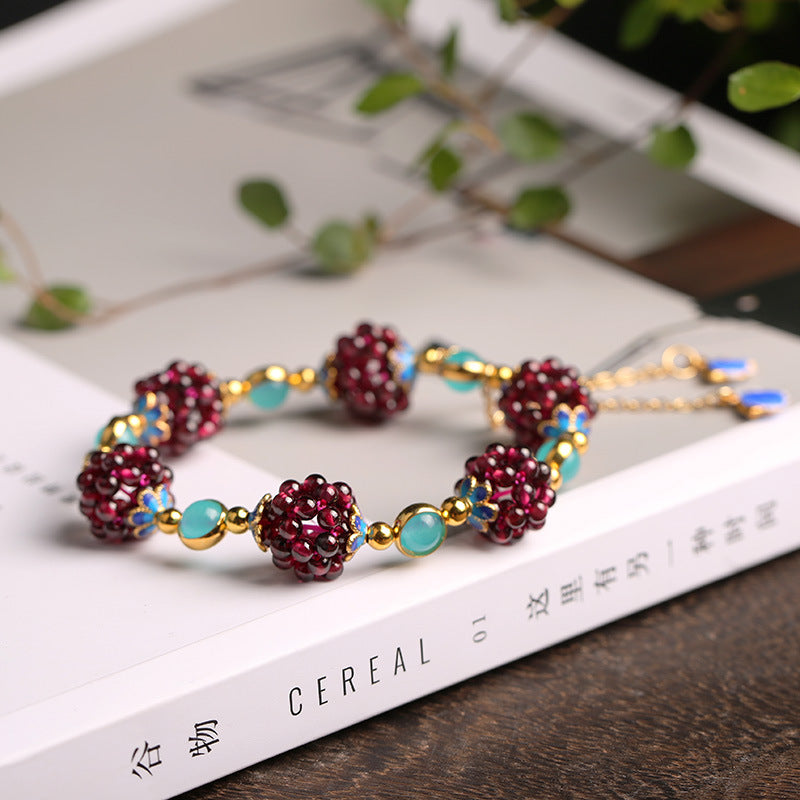 Natural Garnet Stone Pomegranate Bracelet