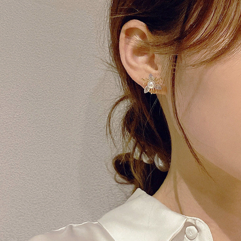 Crystal & Pearl Flower Earrings