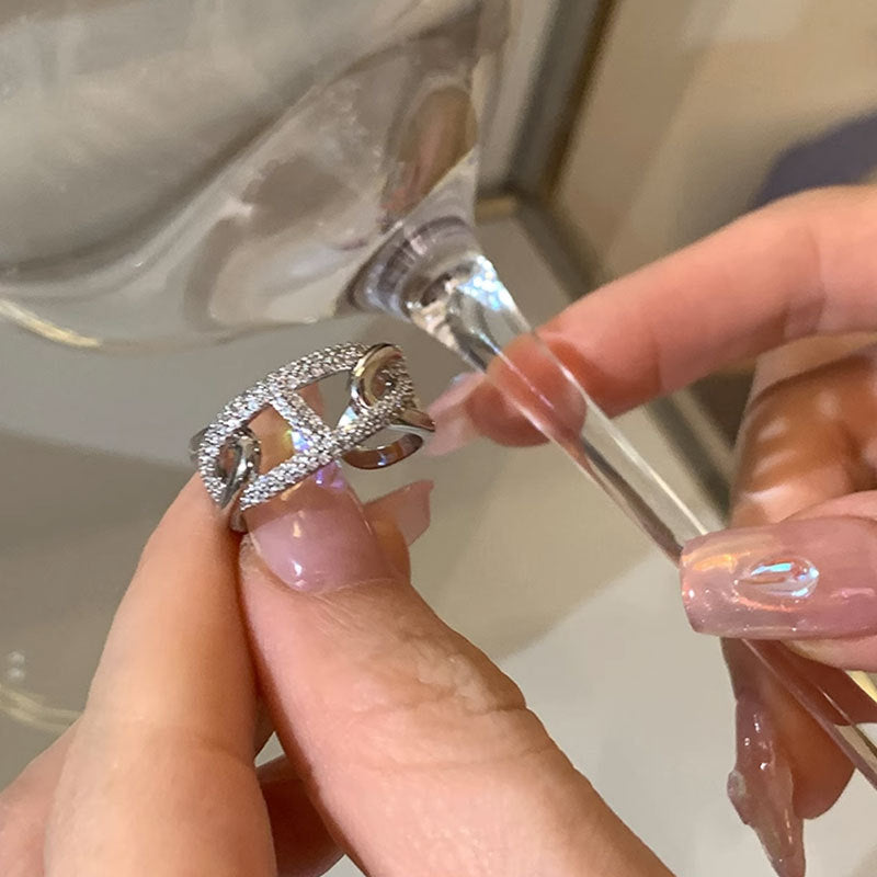 S925 Sterling Silver Simple Diamond Wrap Ring