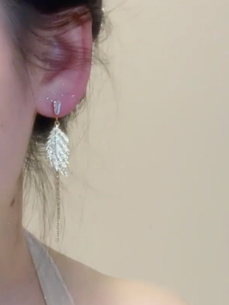 Micro Feather Tassel Earrings