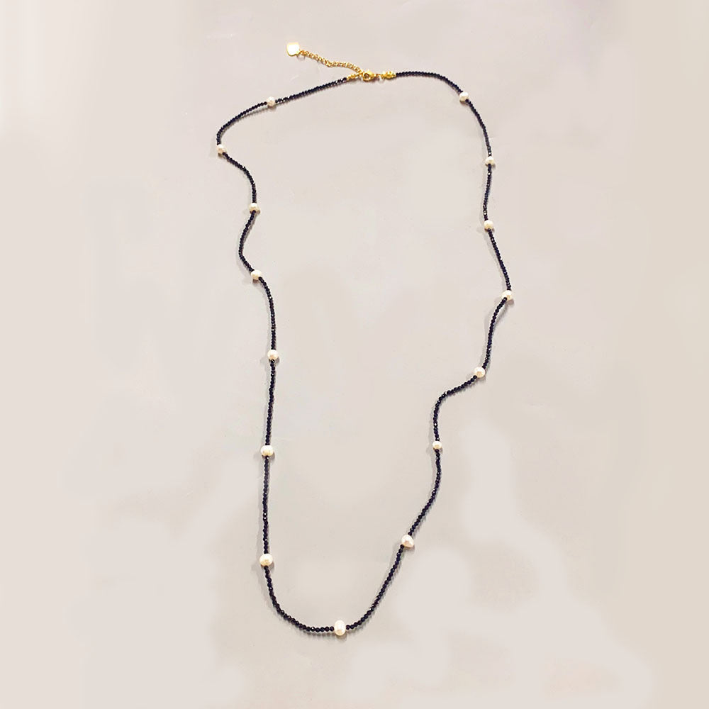 Stacked Black Spinel Pearl Necklace