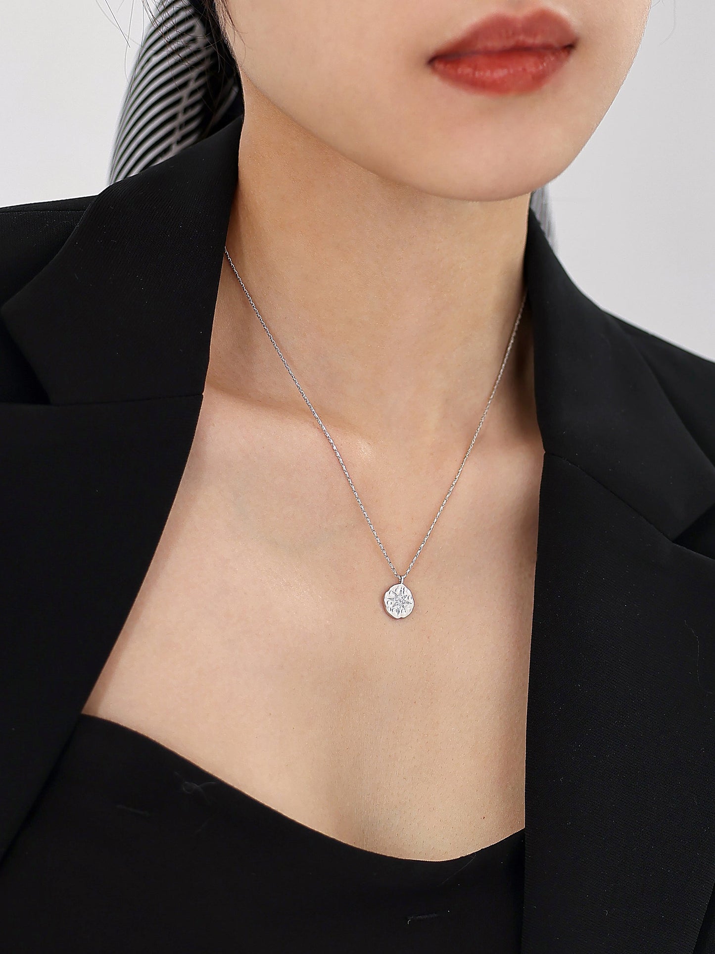 Polaris Coin Button Pendant Necklace