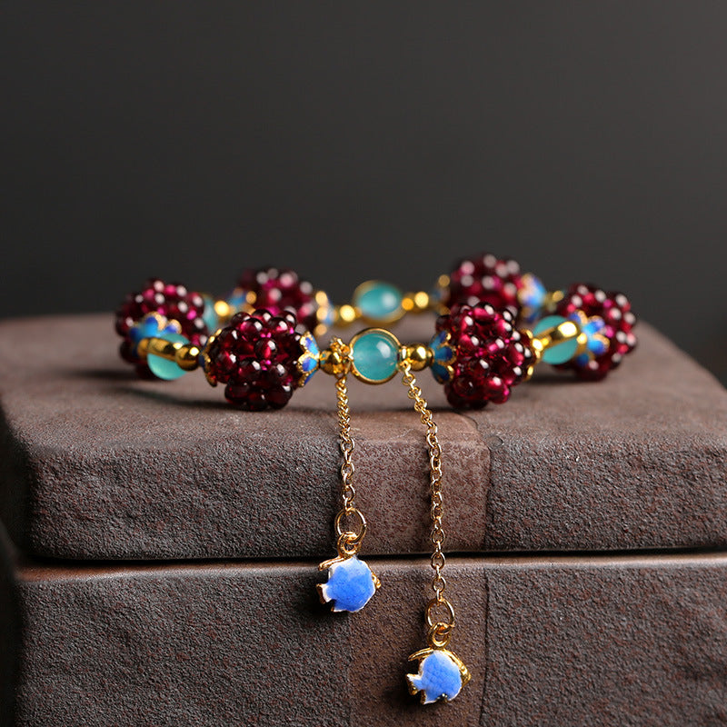 Natural Garnet Stone Pomegranate Bracelet