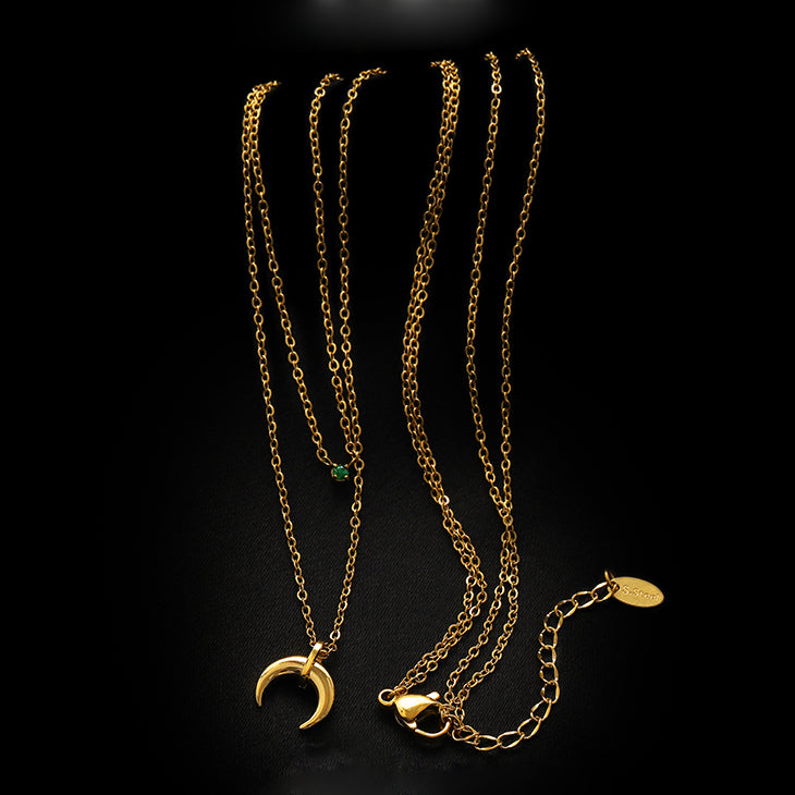 Green Diamond Crescent Double Stacked Chain