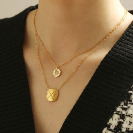 Polaris Coin Button Pendant Necklace