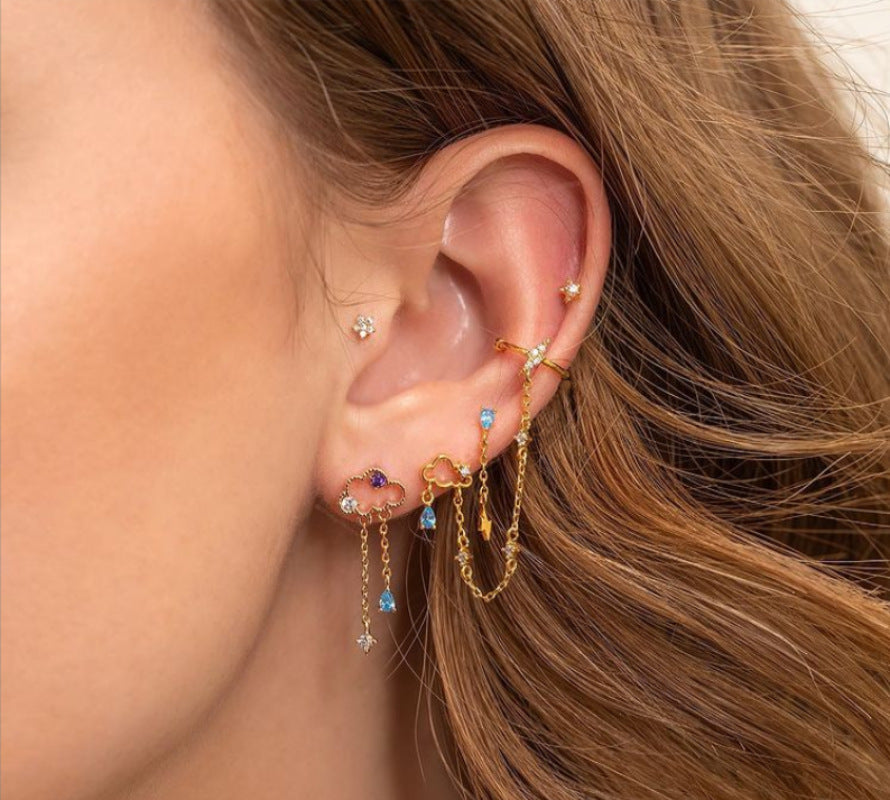 18K Gold Plated Bear Stud Earrings Set