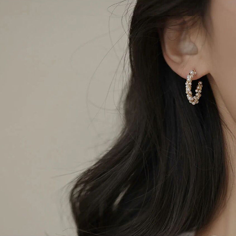 Mini Pearl Hoop Earrings