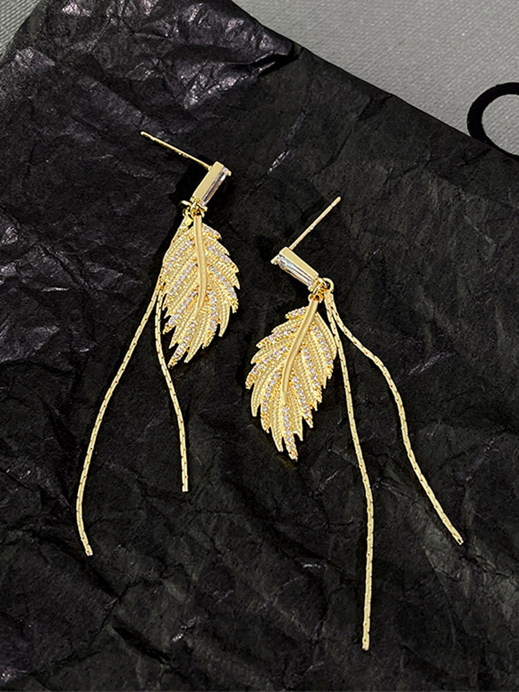 Micro Feather Tassel Earrings