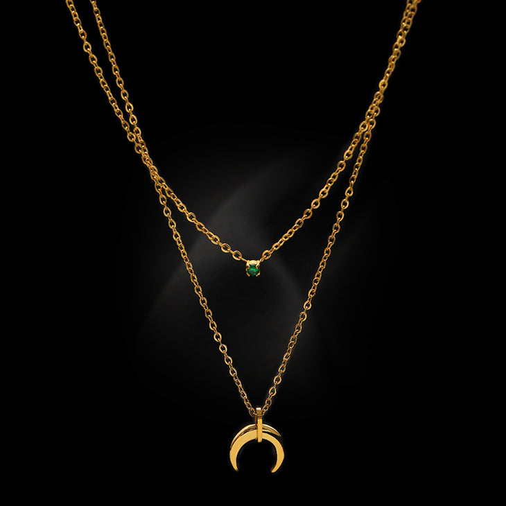 Green Diamond Crescent Double Stacked Chain