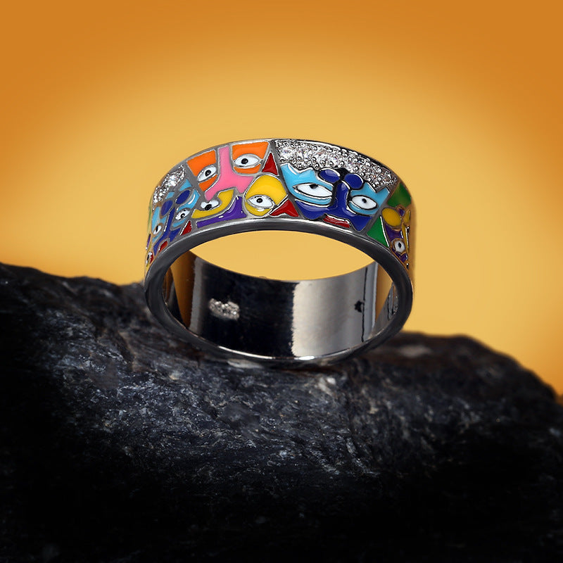 Family Enamel&Diamonds Women's Ring