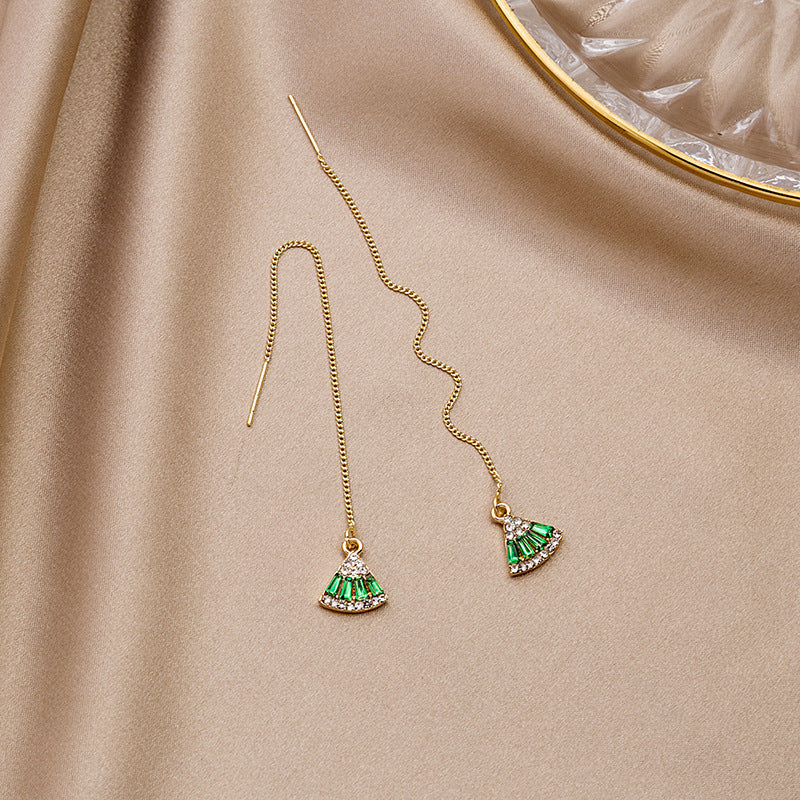 Vintage Emerald Scalloped Earrings