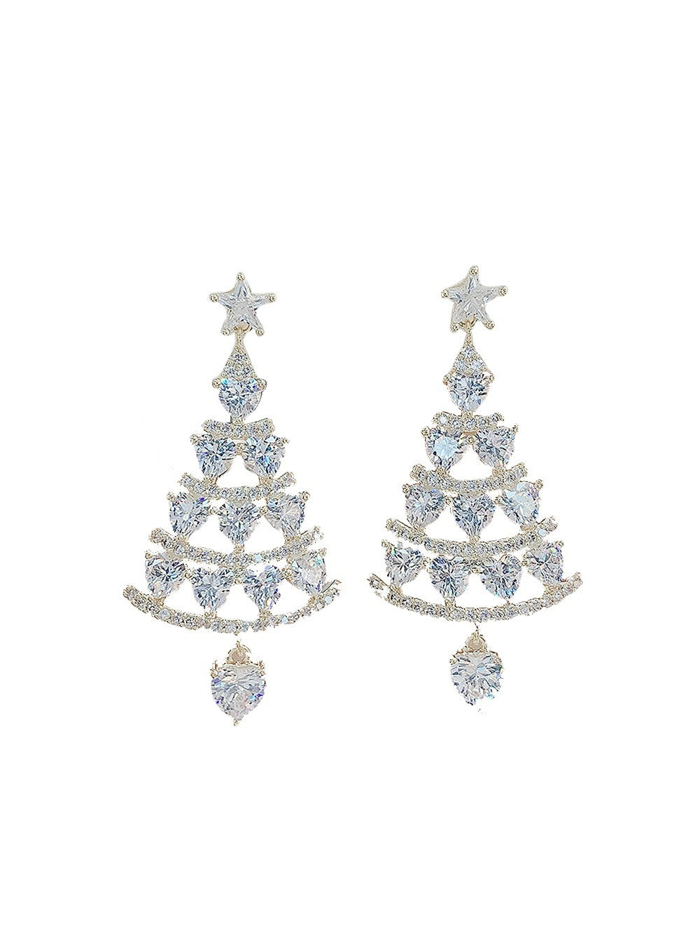 Sparkling Diamond Christmas Tree Earrings