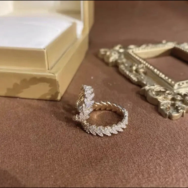 Zircon Leaf Double Layer Ear Cuff