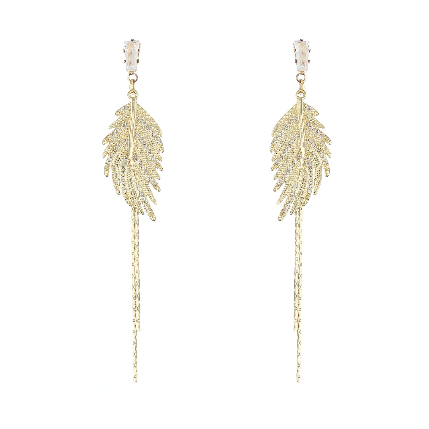 Micro Feather Tassel Earrings