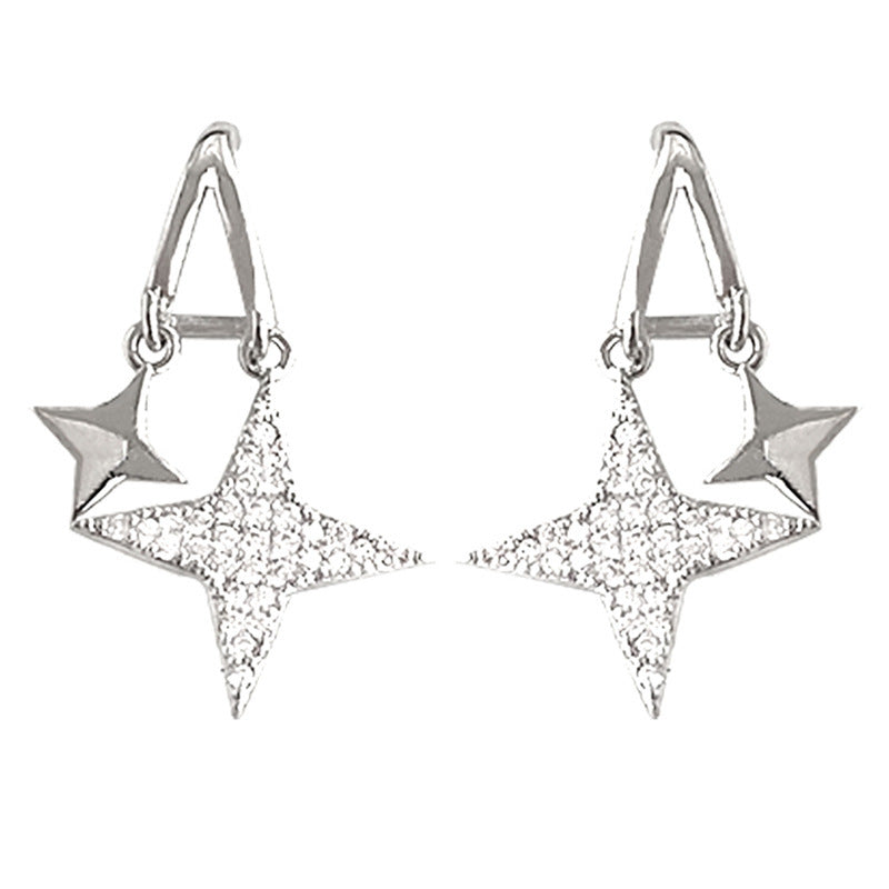 Delicate Overlapping Star Zirconia Earrings