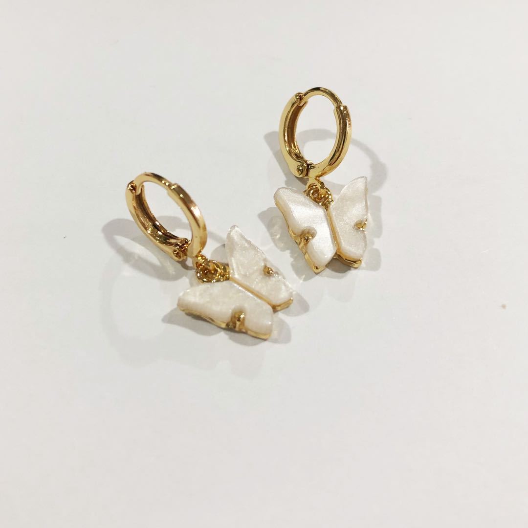 Pearl Butterfly Huggie Earrings