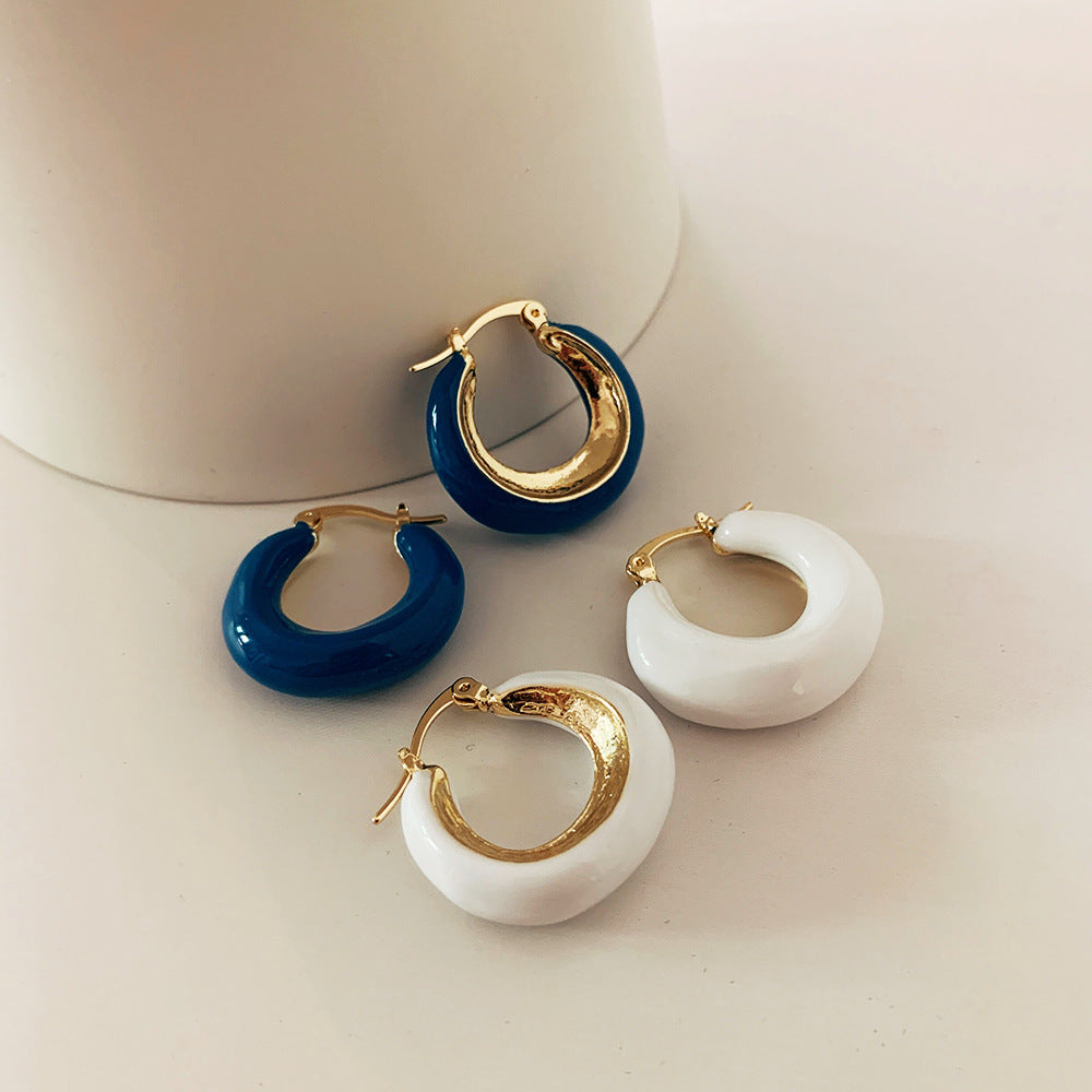 Colorful Drop Glaze Hoop Earrings