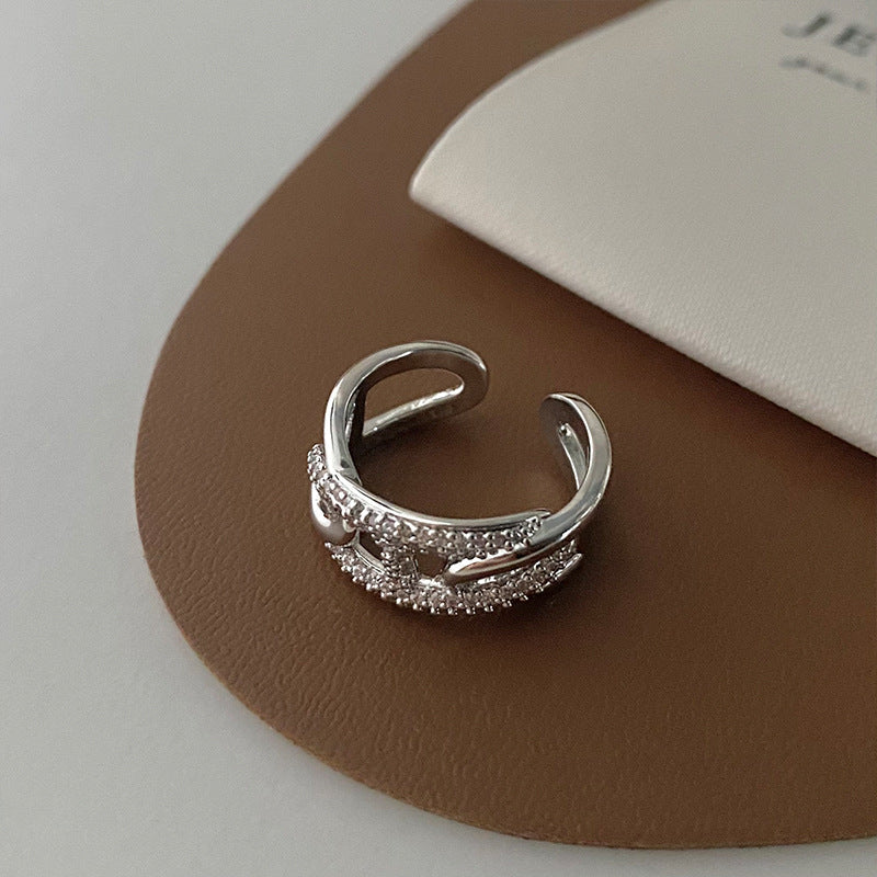 S925 Sterling Silver Simple Diamond Wrap Ring