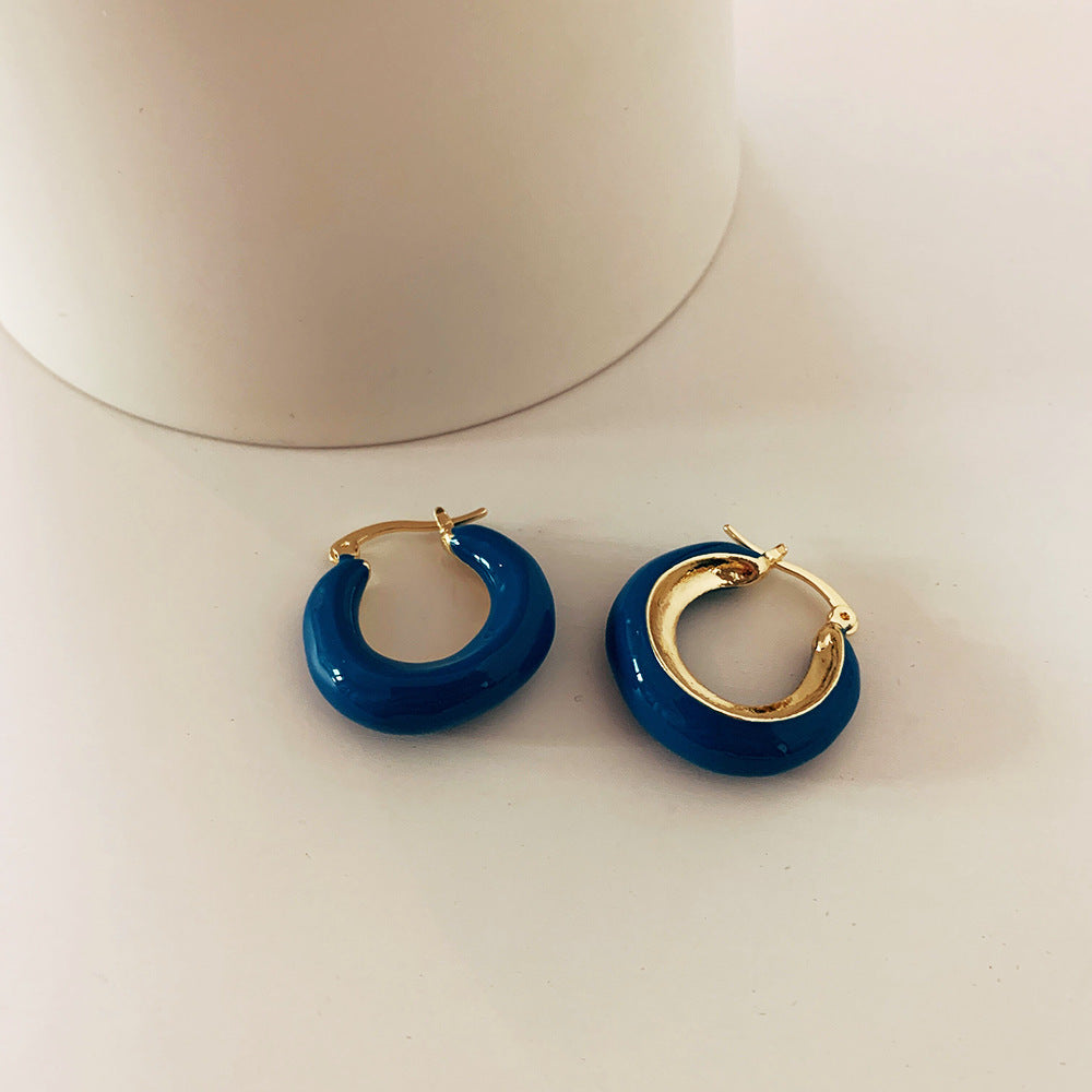 Colorful Drop Glaze Hoop Earrings