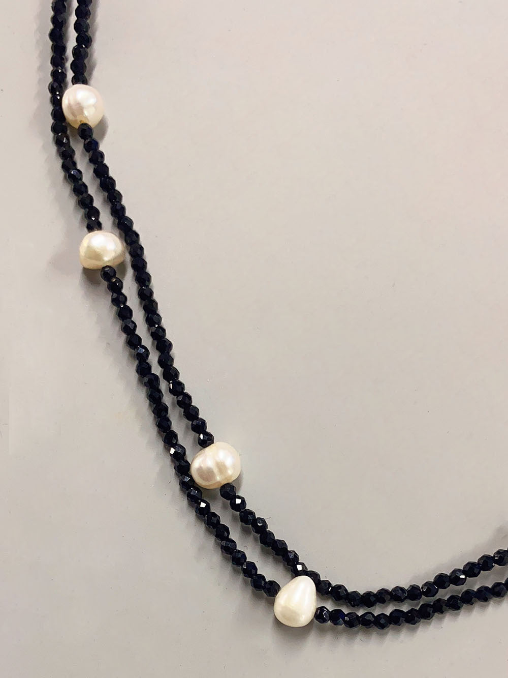 Stacked Black Spinel Pearl Necklace