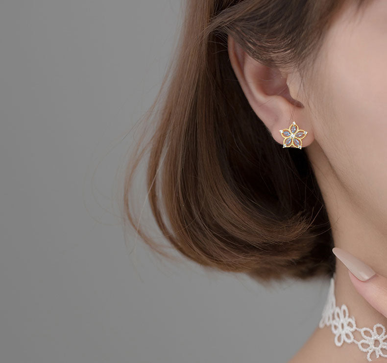 Sterling Silver Sapphire Orchid Earrings