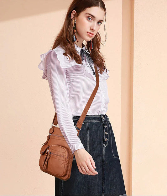 Multi-pocket crossbody bag Soft shoulder bag