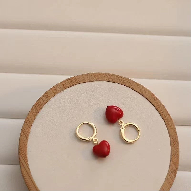 Cute Red Heart Earrings