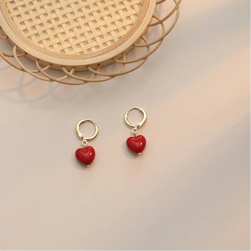 Cute Red Heart Earrings