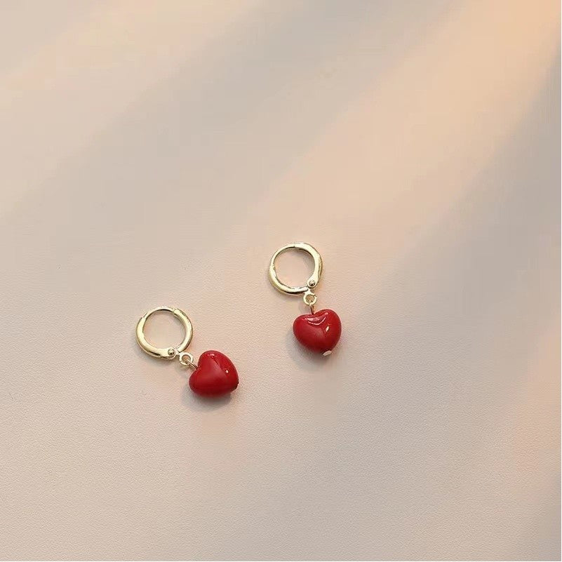Cute Red Heart Earrings