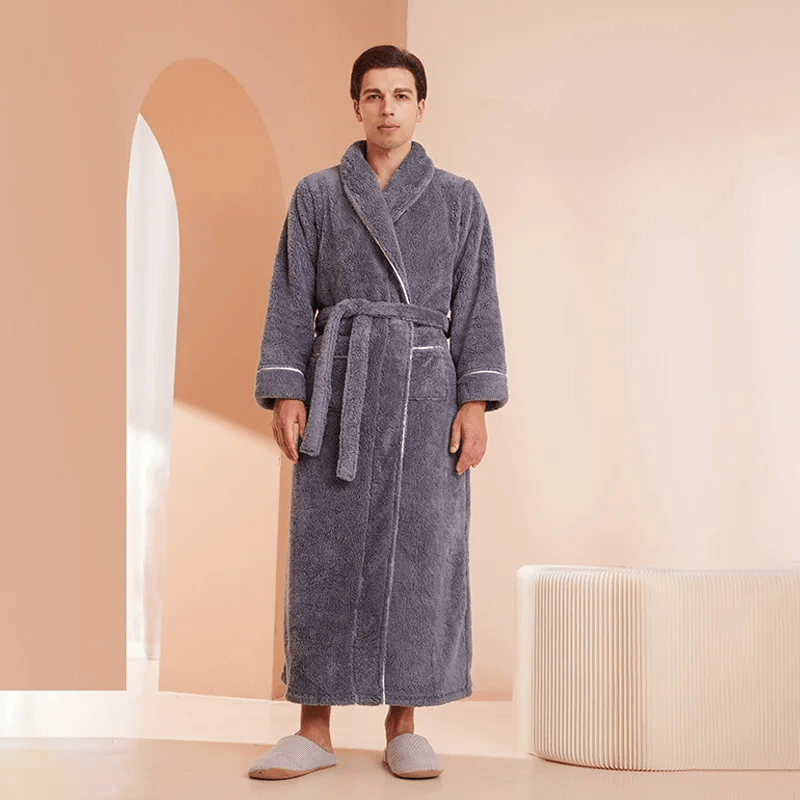 Fleece Dressing Gown with Belt for Winter Warmth