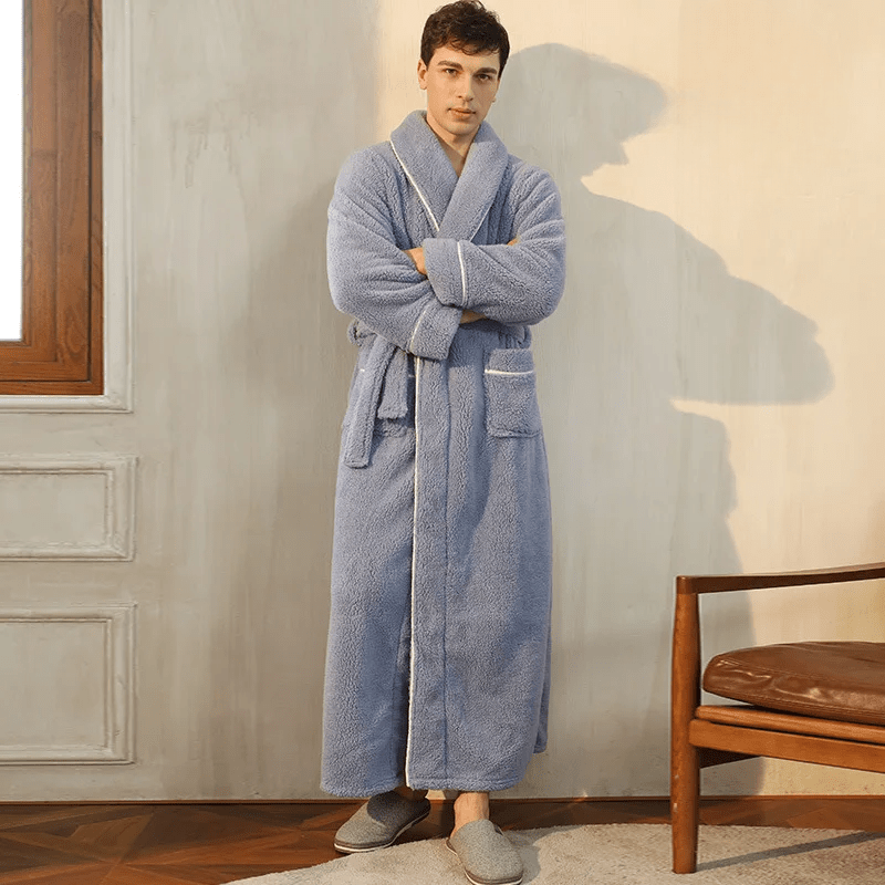 Fleece Dressing Gown with Belt for Winter Warmth