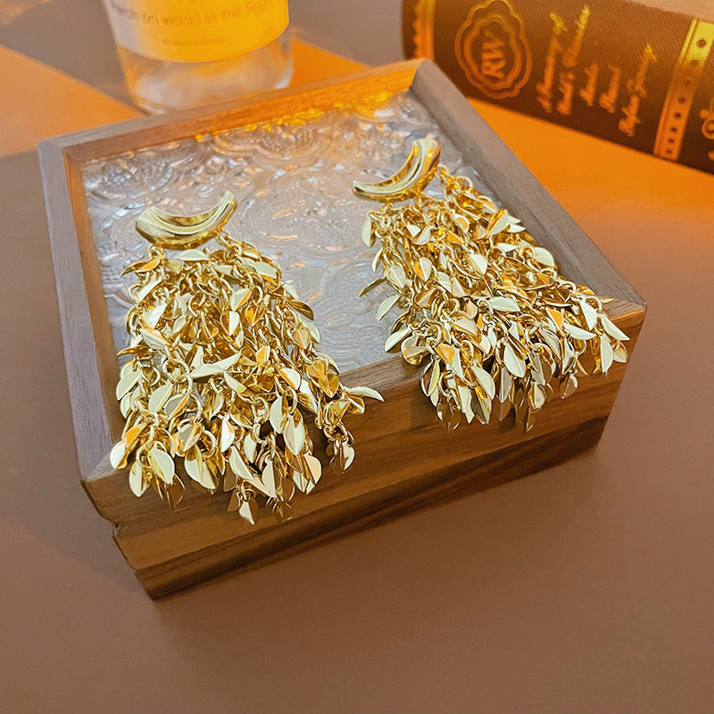 Long Tassel Leaf Earrings